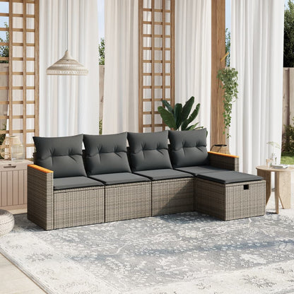 6 Piece Garden Sofa Set With Cushions Poly Rattan