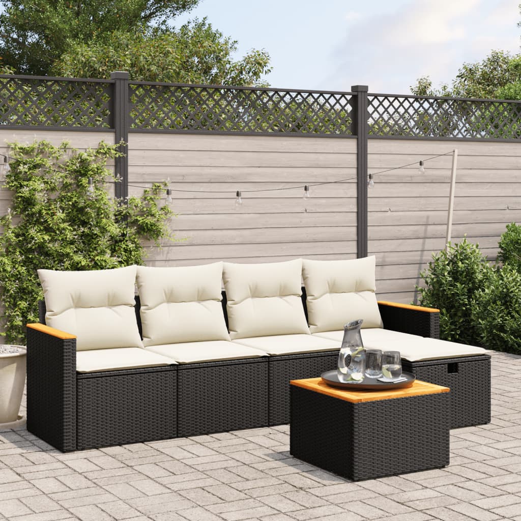 6 Piece Garden Sofa Set With Cushions Poly Rattan