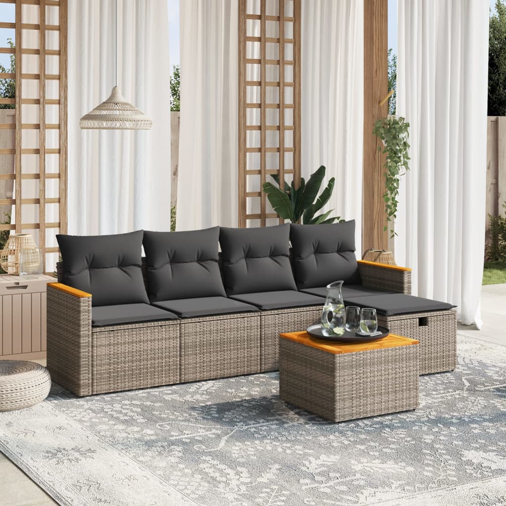 6 Piece Garden Sofa Set With Cushions Poly Rattan