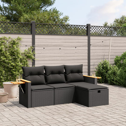 4 Piece Garden Sofa Set With Cushions Poly Rattan