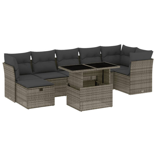 8 Piece Garden Sofa Set With Cushions Poly Rattan