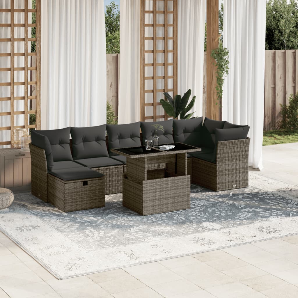 8 Piece Garden Sofa Set With Cushions Poly Rattan