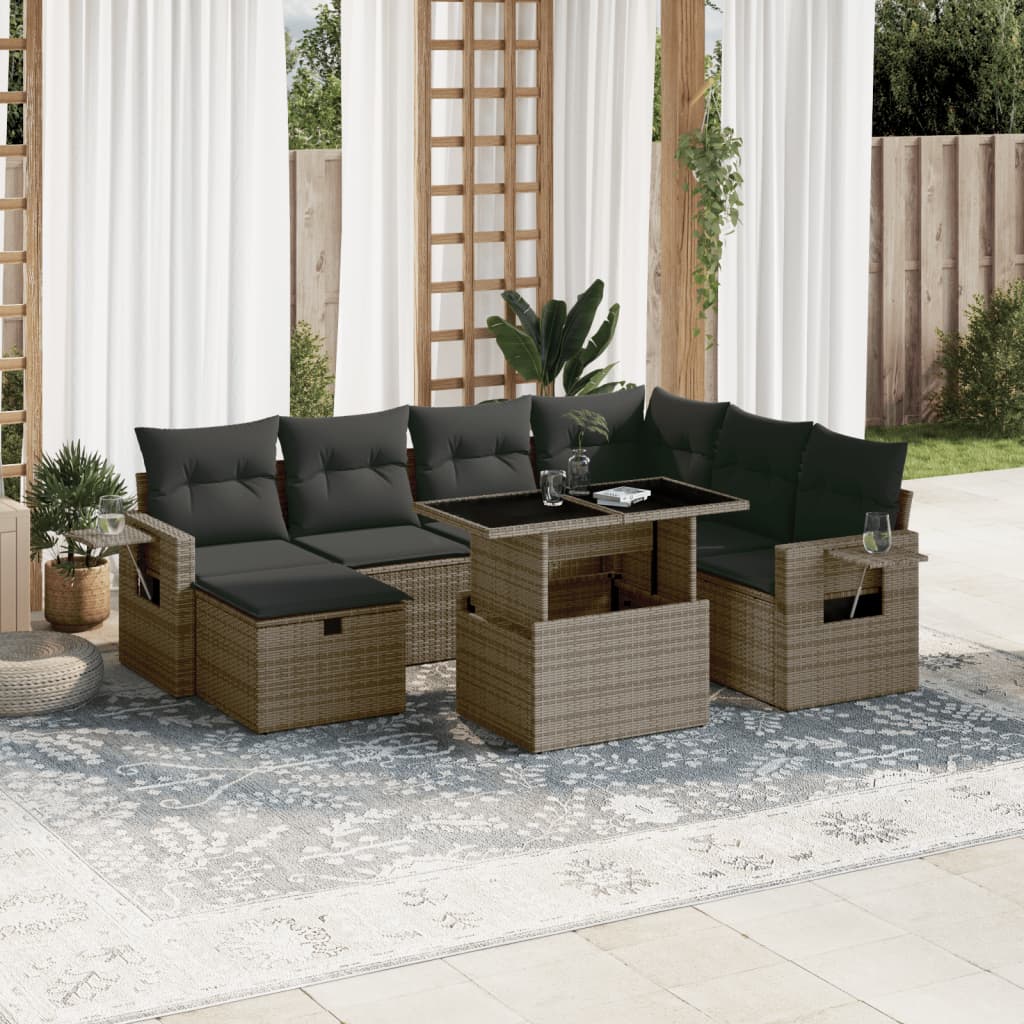 8 Piece Garden Sofa Set With Cushions Poly Rattan