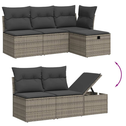 8 Piece Garden Sofa Set With Cushions Grey Poly Rattan