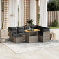 8 Piece Garden Sofa Set With Cushions Grey Poly Rattan
