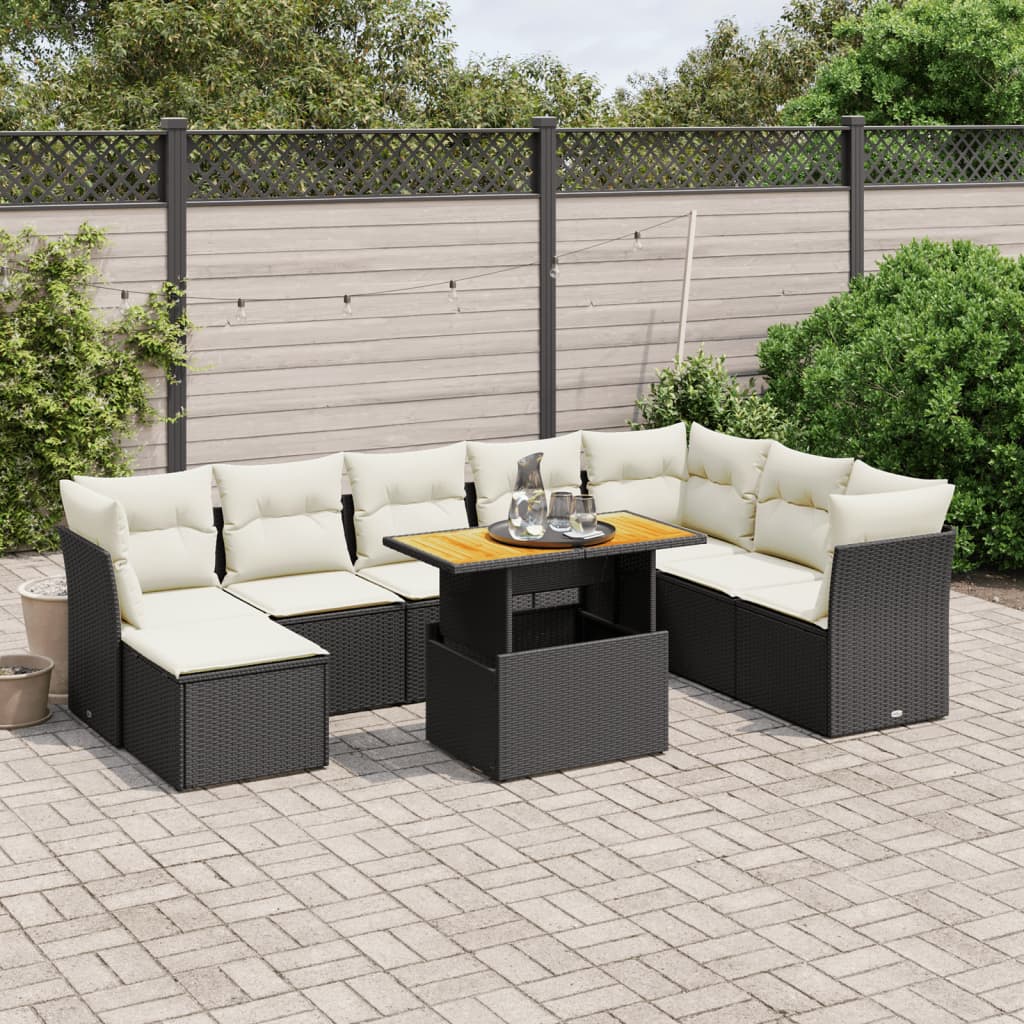 9 Piece Garden Sofa Set With Cushions Poly Rattan