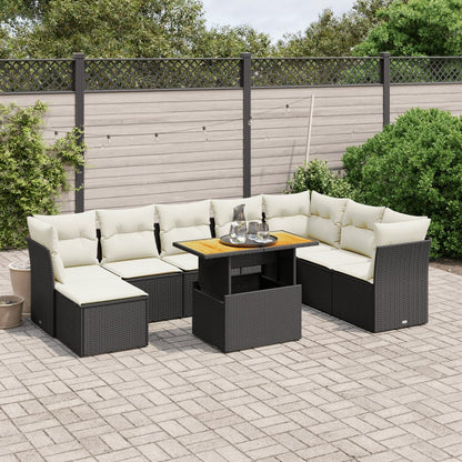 9 Piece Garden Sofa Set With Cushions Poly Rattan