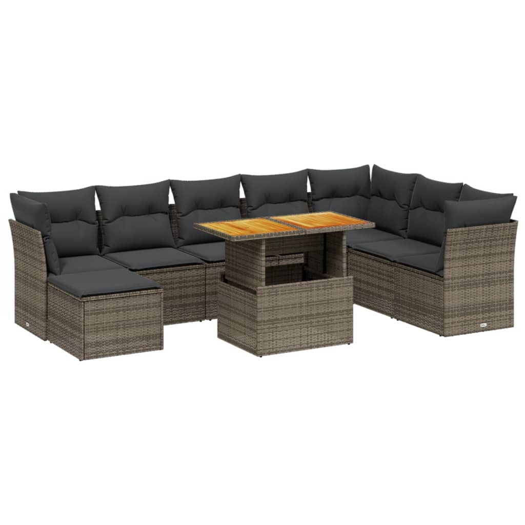 9 Piece Garden Sofa Set With Cushions Poly Rattan