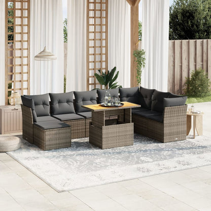9 Piece Garden Sofa Set With Cushions Poly Rattan