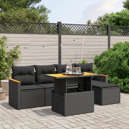 6 Piece Garden Sofa Set With Cushions Poly Rattan