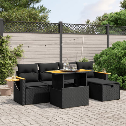 6 Piece Garden Sofa Set With Cushions Poly Rattan
