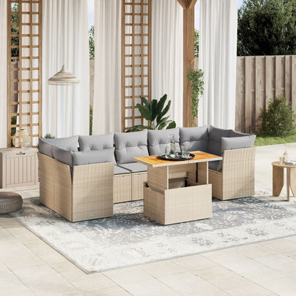 8 Piece Garden Sofa Set With Cushions Grey Poly Rattan
