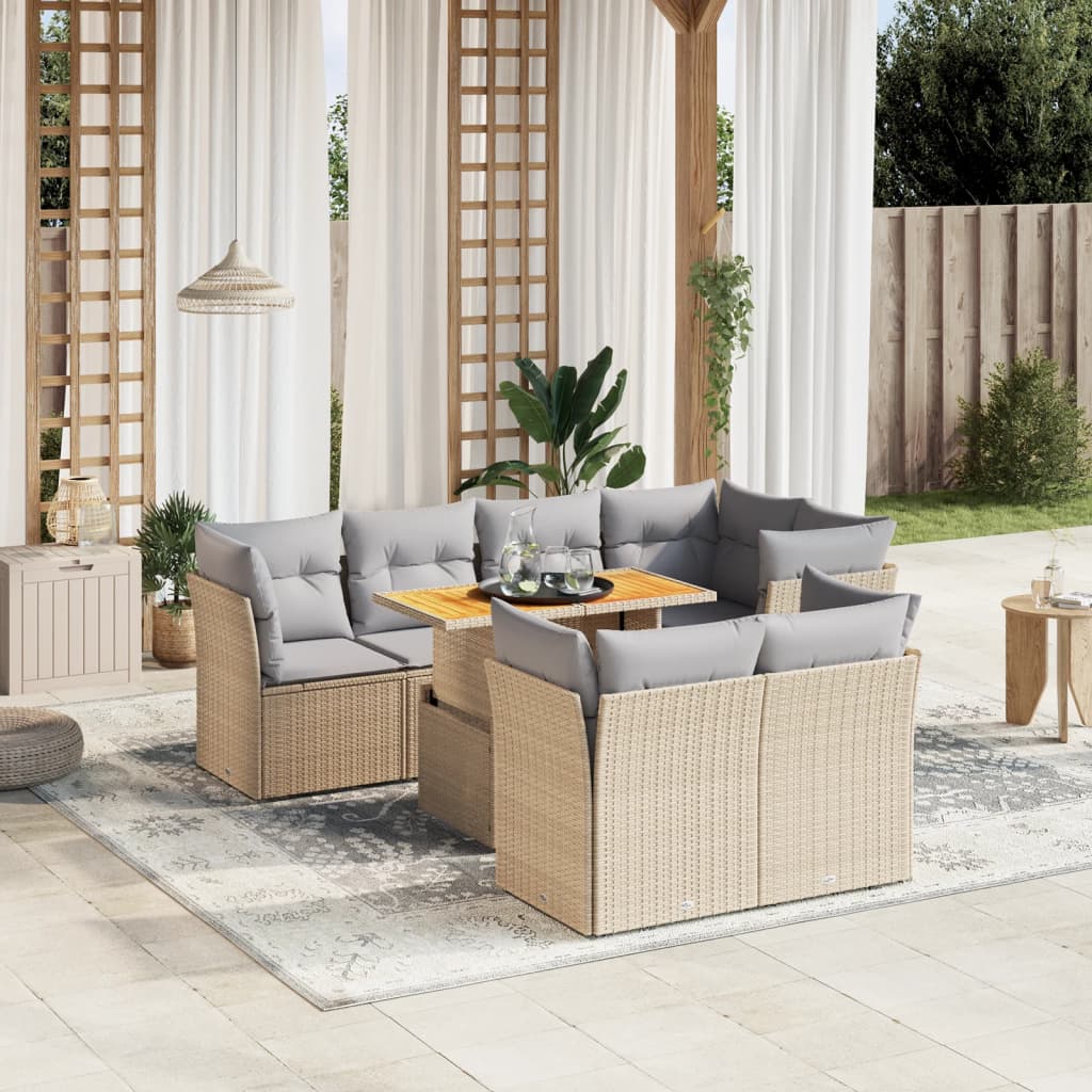 8 Piece Garden Sofa Set With Cushions Grey Poly Rattan