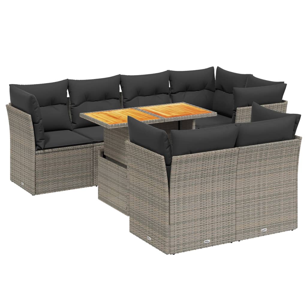 8 Piece Garden Sofa Set With Cushions Grey Poly Rattan