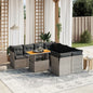 9 Piece Garden Sofa Set With Cushions Grey Poly Rattan