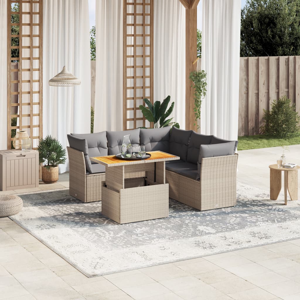 5 Piece Garden Sofa Set With Cushions Grey Poly Rattan
