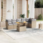 7 Piece Garden Sofa Set With Cushions Grey Poly Rattan