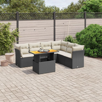 7 Piece Garden Sofa Set With Cushions Grey Poly Rattan
