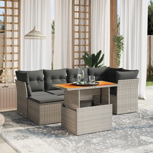7 Piece Garden Sofa Set With Cushions Poly Rattan
