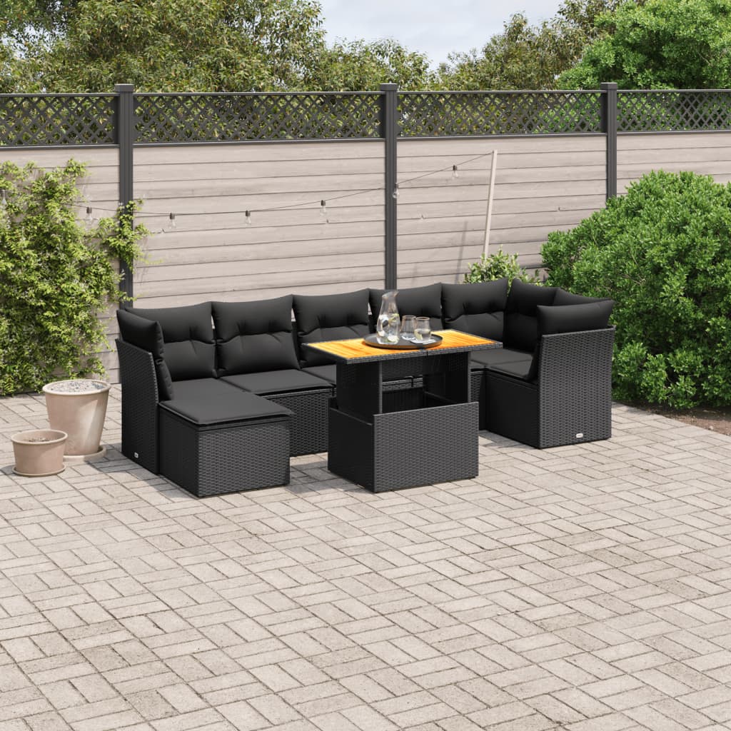 8 Piece Garden Sofa Set With Cushions Grey Poly Rattan