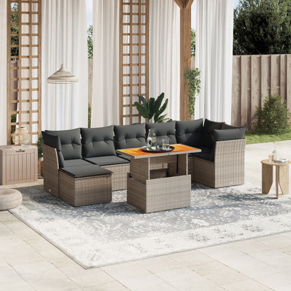 8 Piece Garden Sofa Set With Cushions Grey Poly Rattan