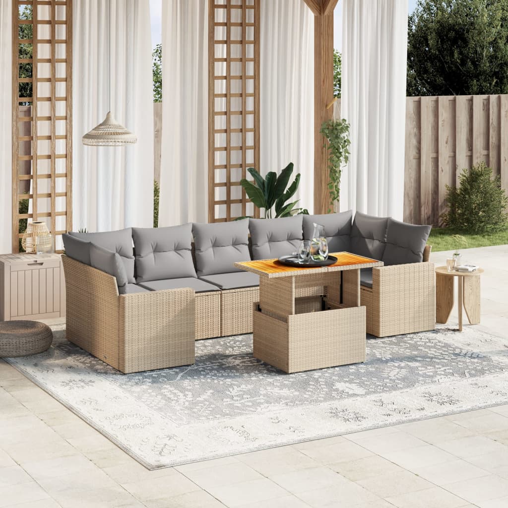 8 Piece Garden Sofa Set With Cushions Poly Rattan