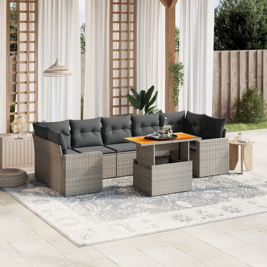 8 Piece Garden Sofa Set With Cushions Poly Rattan