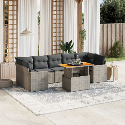 8 Piece Garden Sofa Set With Cushions Poly Rattan