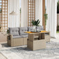 5 Piece Garden Sofa Set With Cushions Poly Rattan