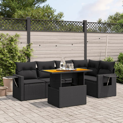 6 Piece Garden Sofa Set With Cushions Grey Poly Rattan