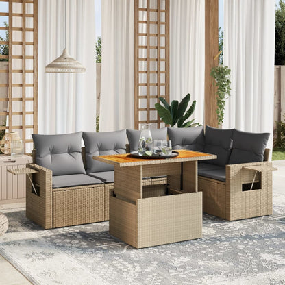 6 Piece Garden Sofa Set With Cushions Grey Poly Rattan