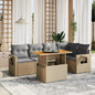 6 Piece Garden Sofa Set With Cushions Grey Poly Rattan