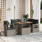 6 Piece Garden Sofa Set With Cushions Grey Poly Rattan