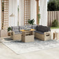 7 Piece Garden Sofa Set With Cushions Grey Poly Rattan