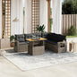 7 Piece Garden Sofa Set With Cushions Grey Poly Rattan
