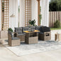 7 Piece Garden Sofa Set With Cushions Grey Poly Rattan