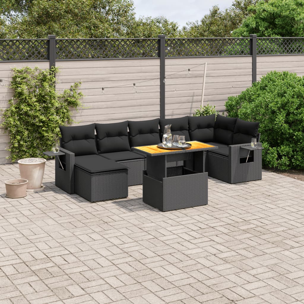 8 Piece Garden Sofa Set With Cushions Grey Poly Rattan