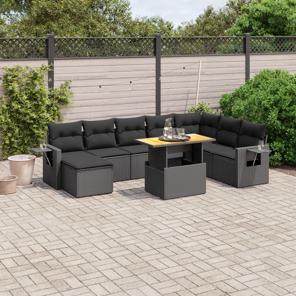 9 Piece Garden Sofa Set With Cushions Poly Rattan