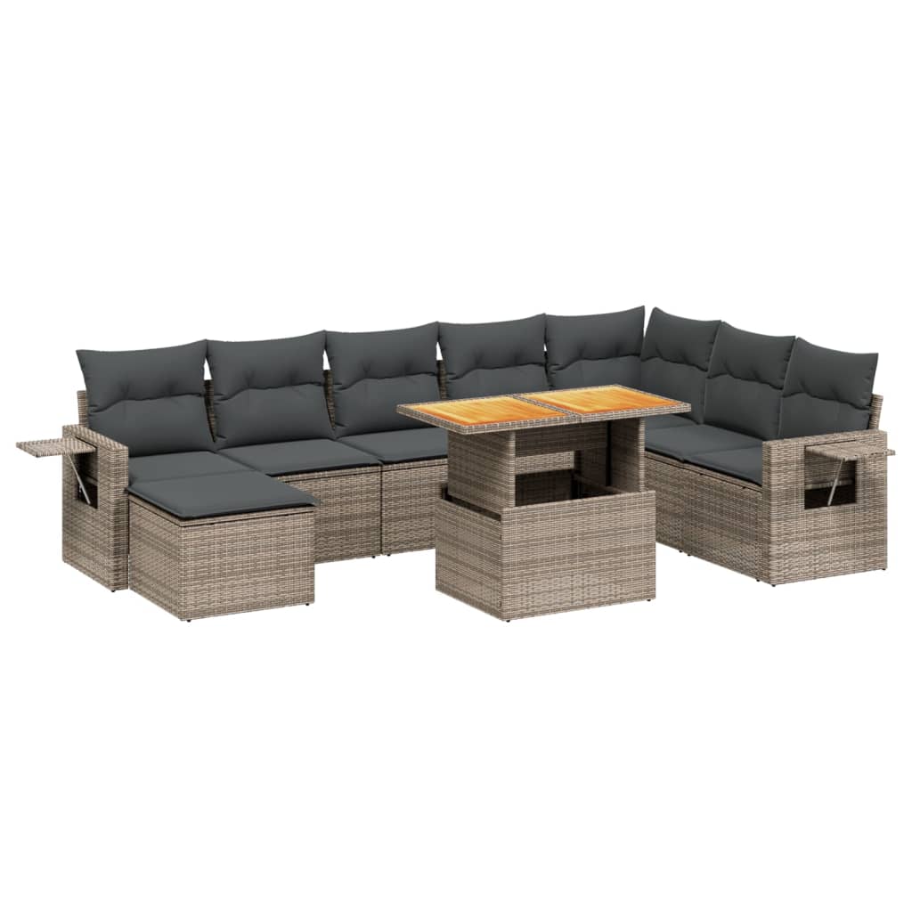 9 Piece Garden Sofa Set With Cushions Poly Rattan