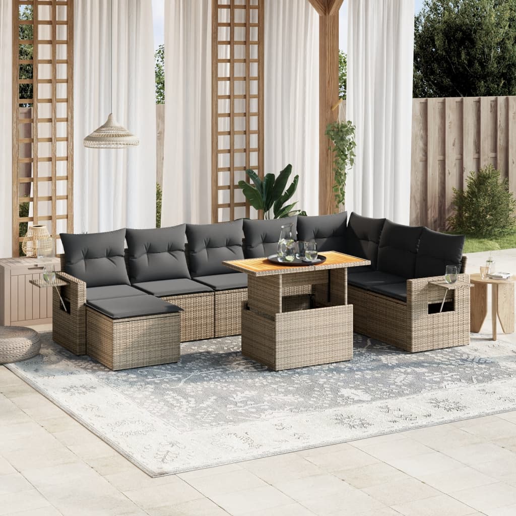 9 Piece Garden Sofa Set With Cushions Poly Rattan