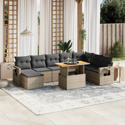 9 Piece Garden Sofa Set With Cushions Poly Rattan