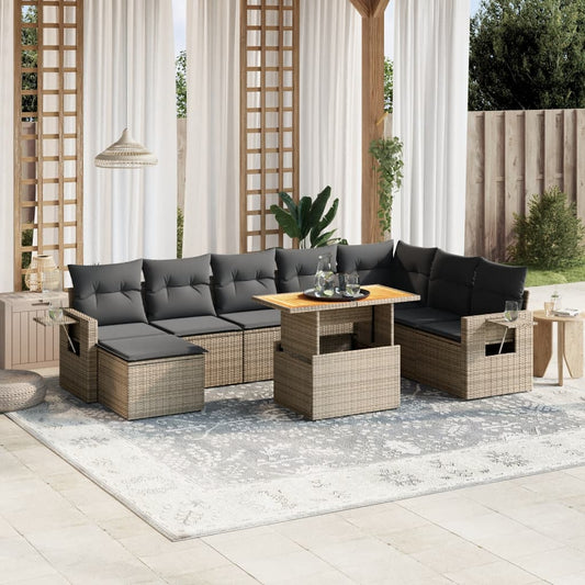 9 Piece Garden Sofa Set With Cushions Poly Rattan