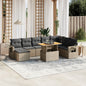 9 Piece Garden Sofa Set With Cushions Poly Rattan