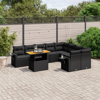 10 Piece Garden Sofa Set With Cushions Grey Poly Rattan
