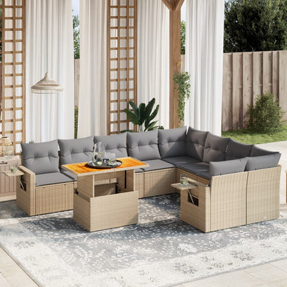 10 Piece Garden Sofa Set With Cushions Grey Poly Rattan