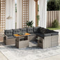 10 Piece Garden Sofa Set With Cushions Grey Poly Rattan