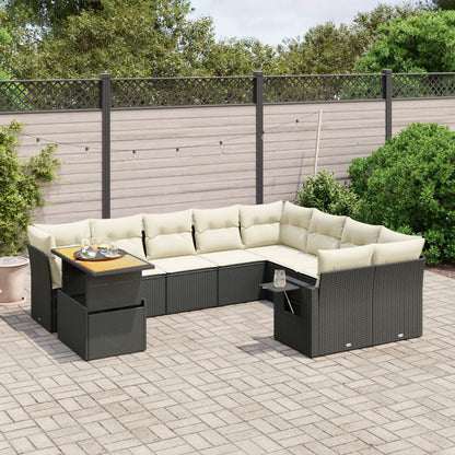 10 Piece Garden Sofa Set With Cushions Grey Poly Rattan