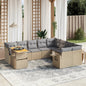 10 Piece Garden Sofa Set With Cushions Grey Poly Rattan