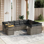 10 Piece Garden Sofa Set With Cushions Grey Poly Rattan
