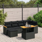 7 Piece Garden Sofa Set With Cushions Poly Rattan Acacia